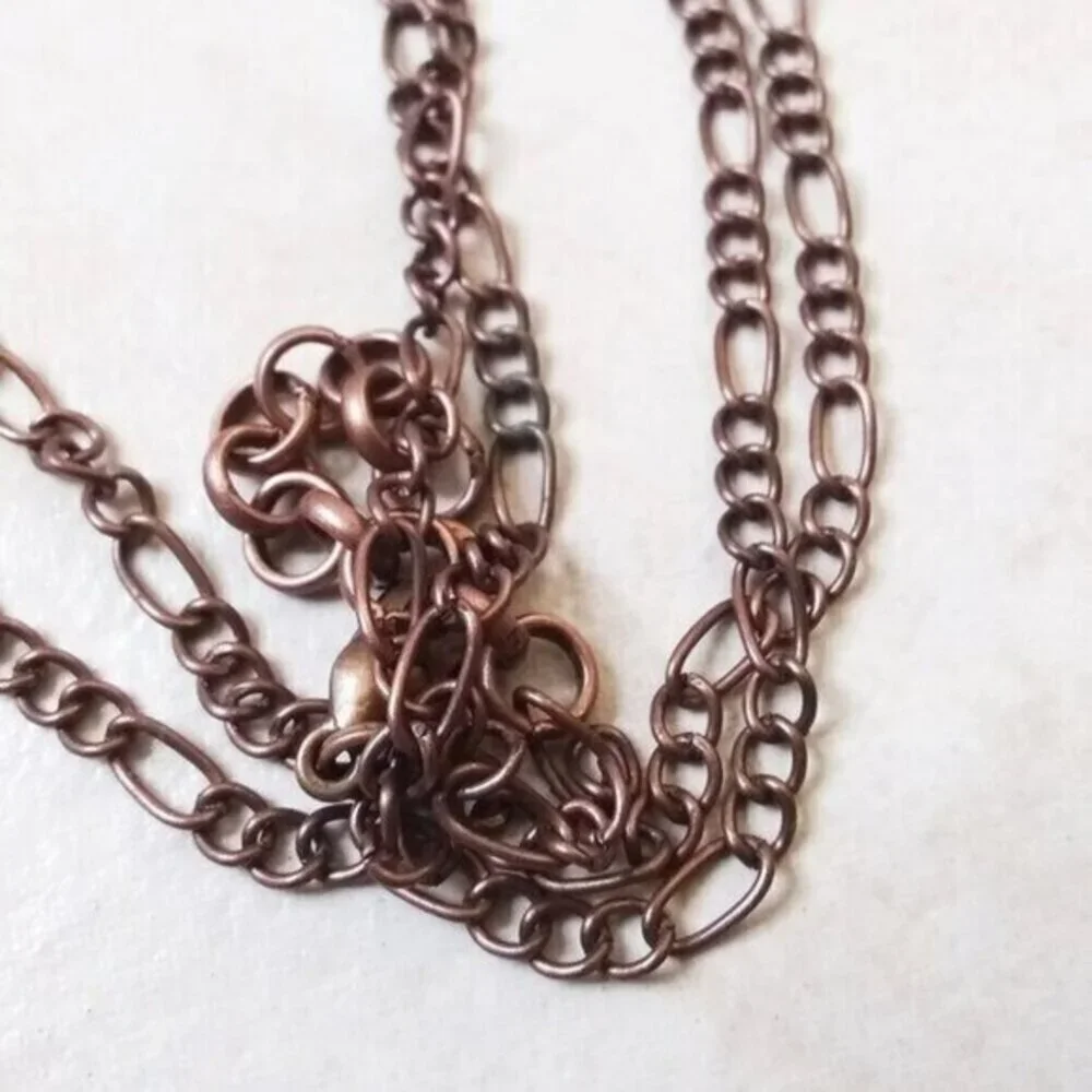 Gorgeous  Blue Color!!! Copper Wire Wrapped Faceted Teardrop + Figaro Chain
